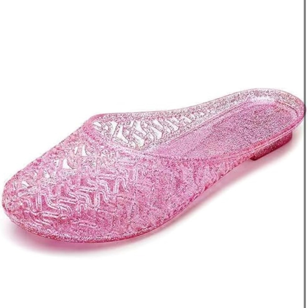 Amazon Women's Pink Glitter Jelly Slide Mule